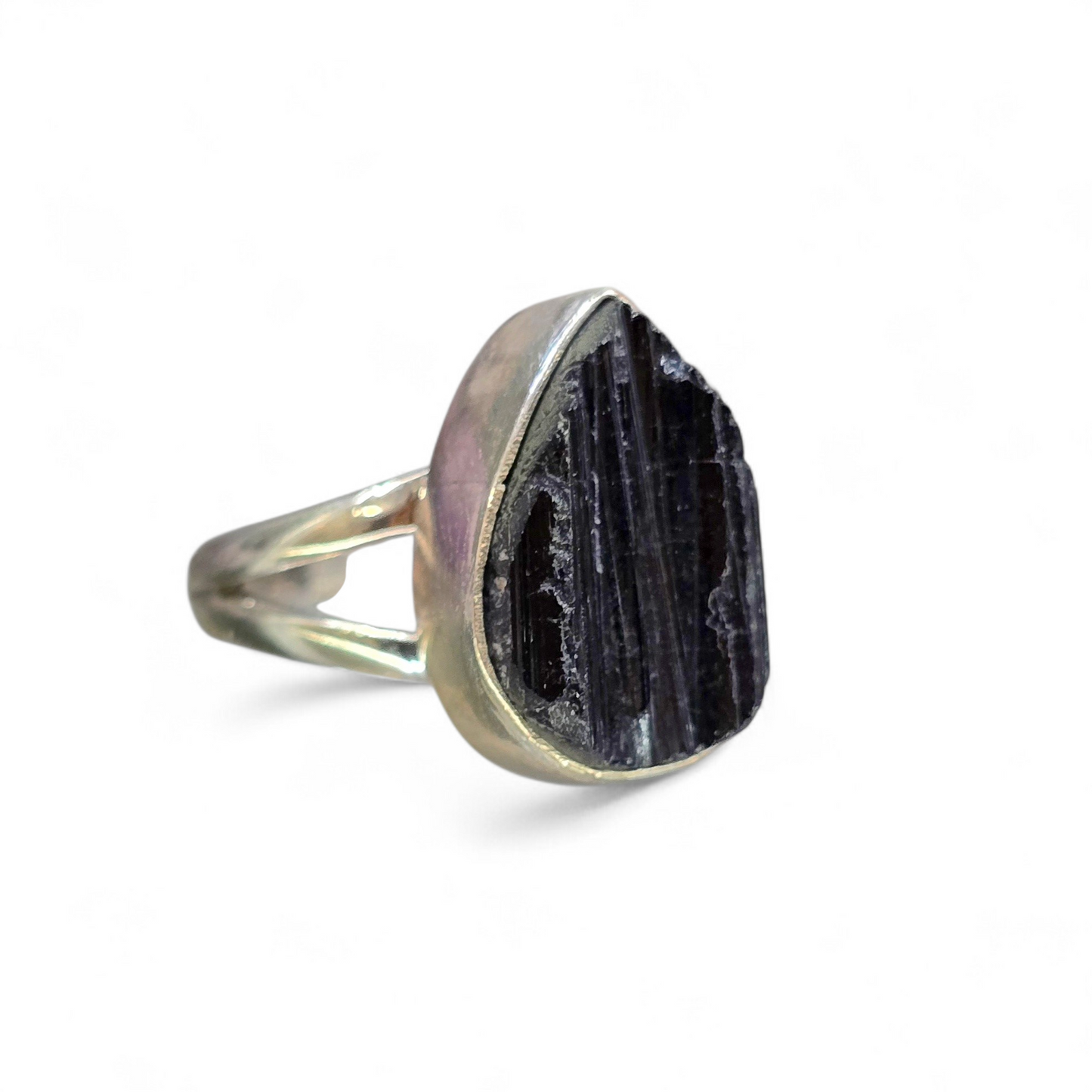 Black Tourmaline Size 6.5 Ring #1 (Sterling Silver 925)