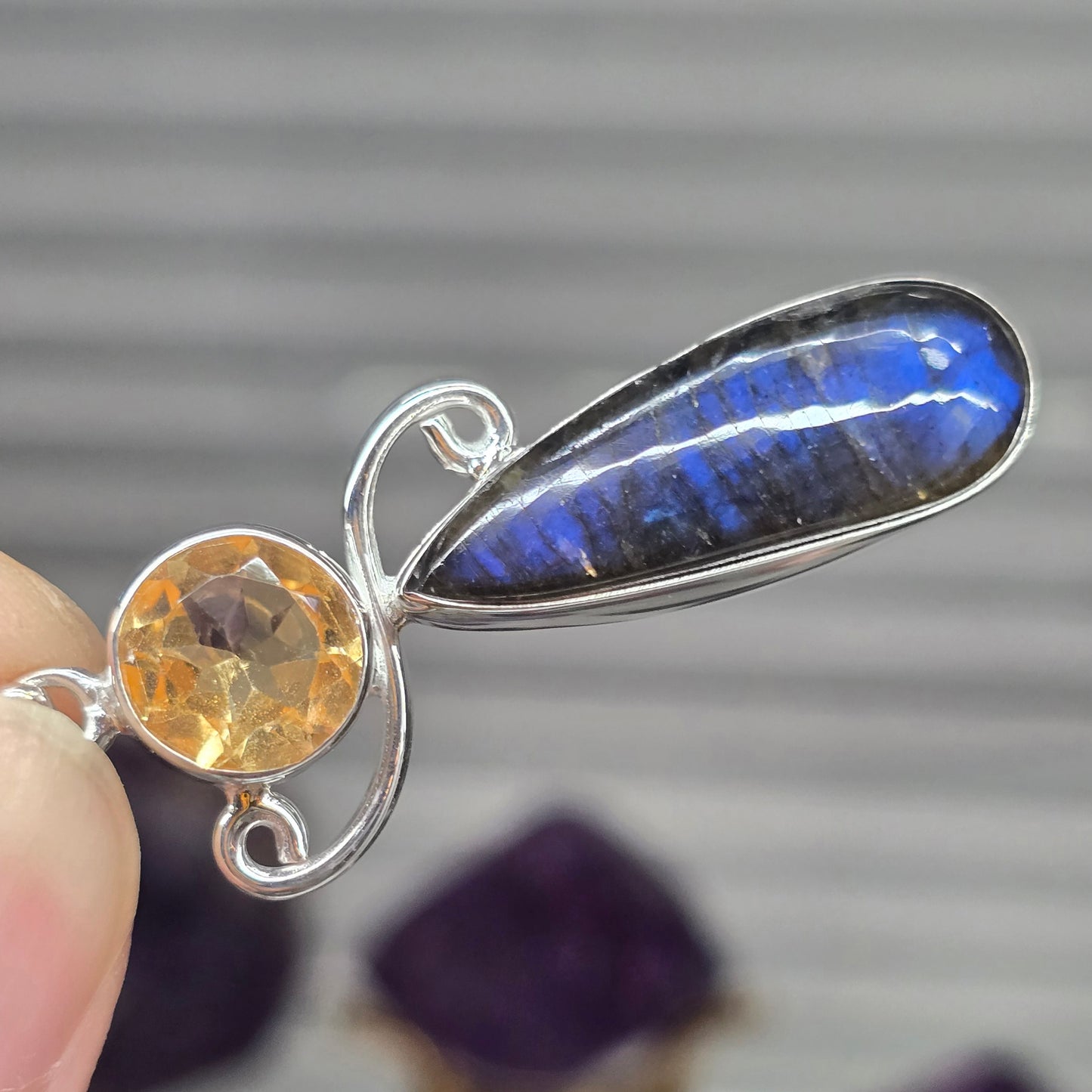 Labradorite with Citrine Pendant (Sterling Silver 925)