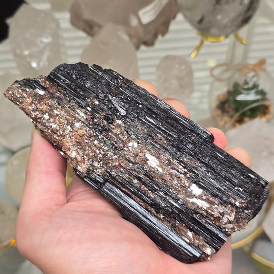 The Deflector Shield: Premium Raw Black Tourmaline with Mica