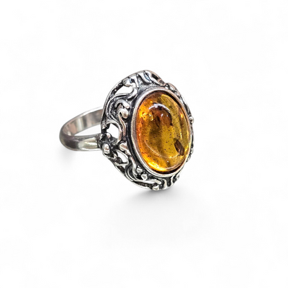 Baltic Amber Size 9 Ring (Sterling Silver 925)