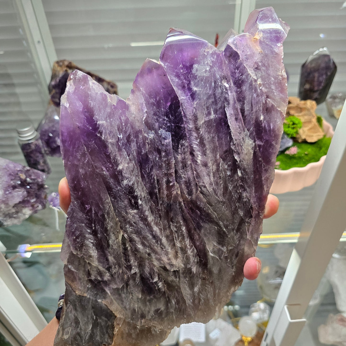 Polished Amethyst Slab with Stand