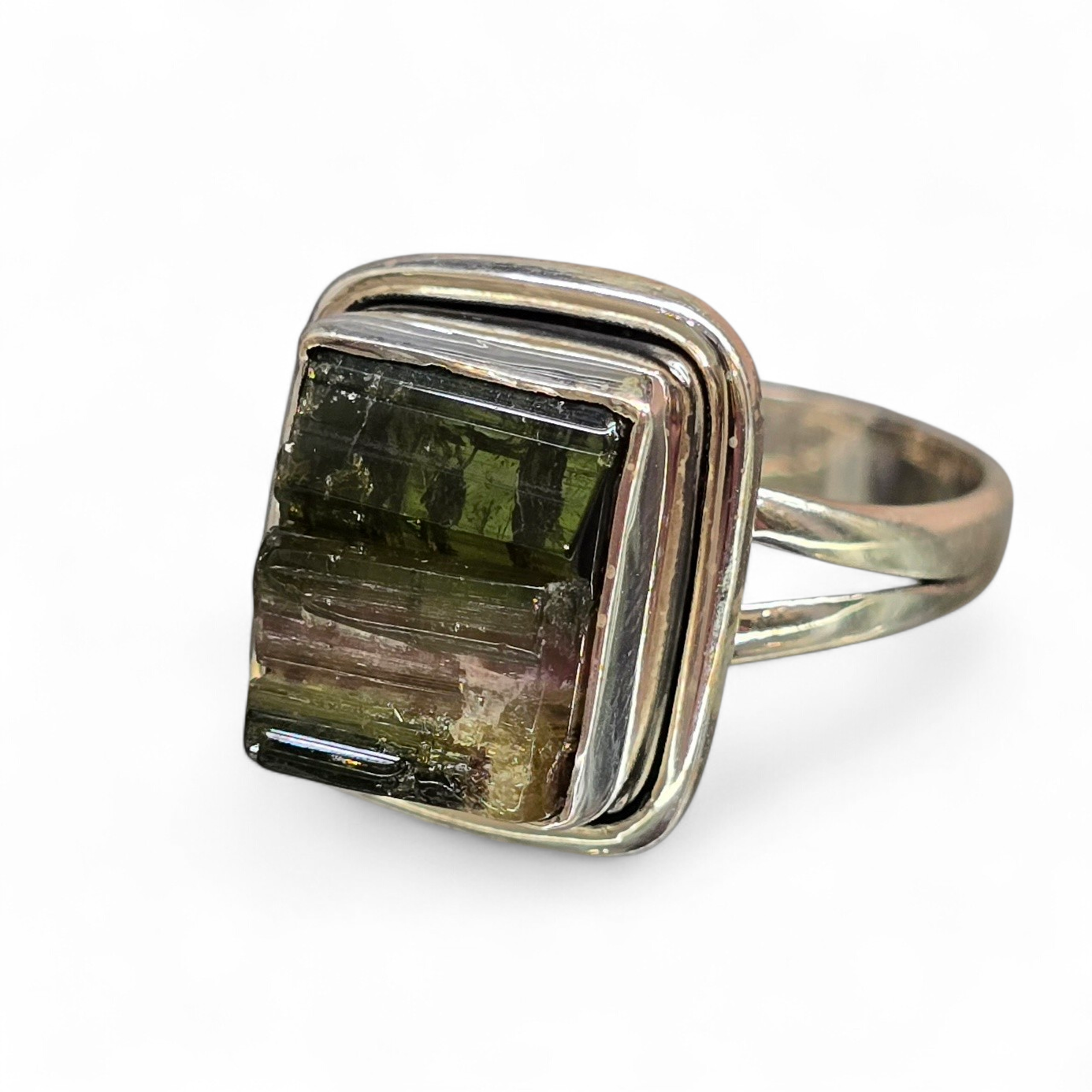 Green Tourmaline Size 10 Ring (Sterling Silver 925)