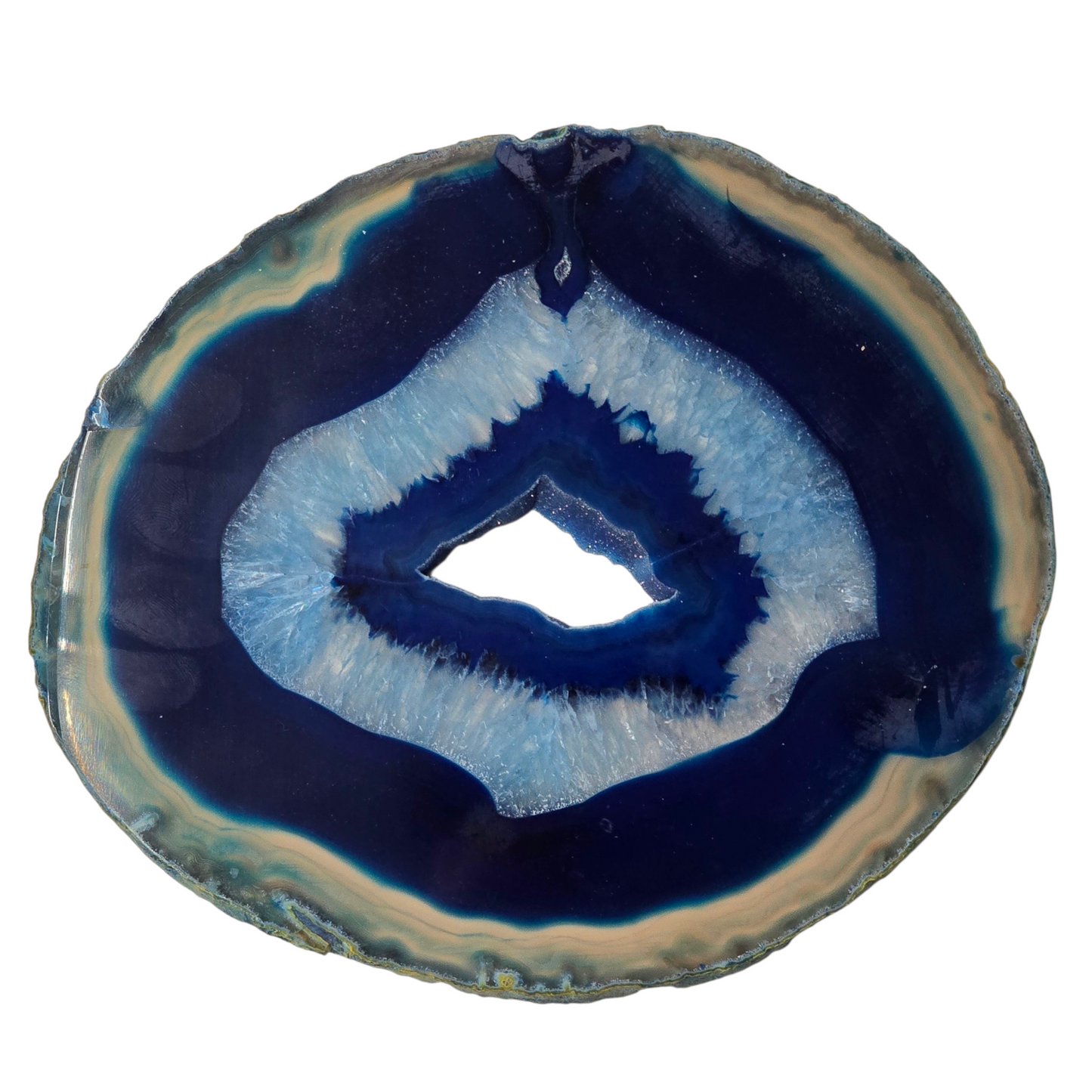 The Ocean’s Echo: Vibrant Blue Agate Geode Slice