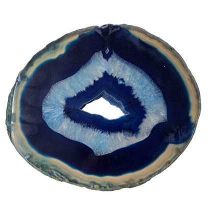 The Ocean’s Echo: Vibrant Blue Agate Geode Slice