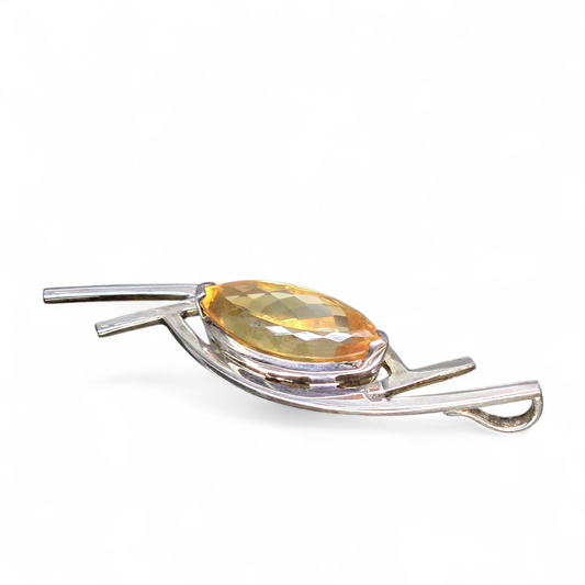 The Golden Gaze: Marquise Citrine "Visionary" Pendant (Sterling Silver 925)