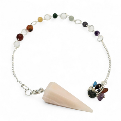 Pink Opal with Chakra Beads Pendulum