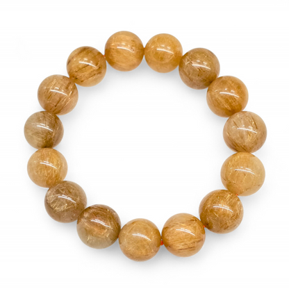 Premium Golden Rutilated Quartz Bracelet (Approx. 13.5mm - 21cm)