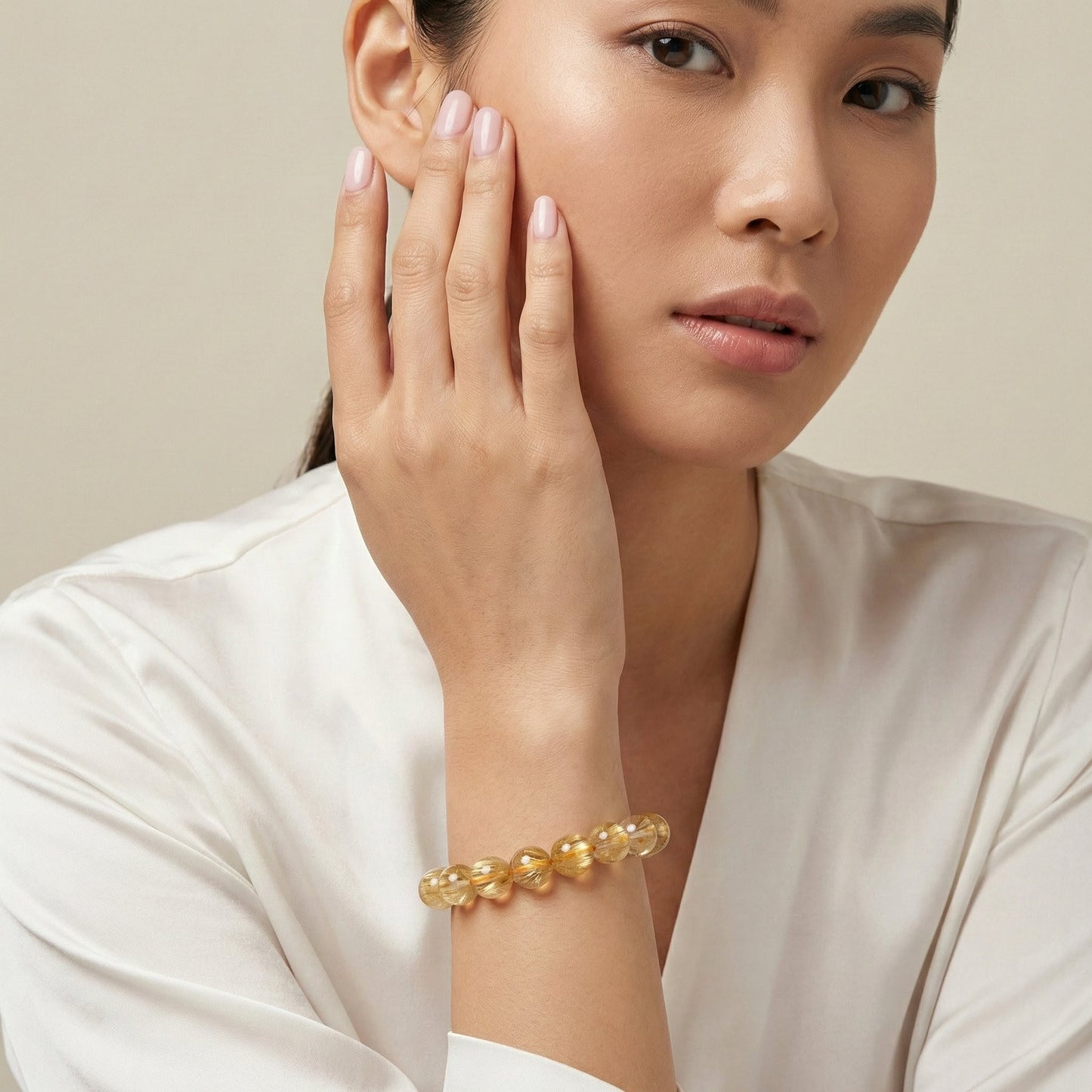 Premium Golden Rutilated Quartz Bracelet (Approx. 8mm - 17cm)