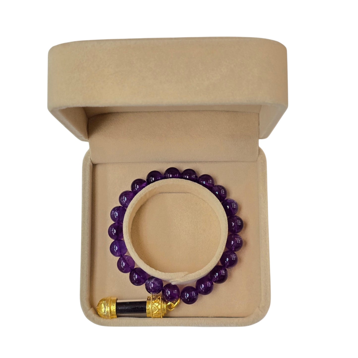 The Spiritual Sanctuary: Natural Amethyst & Sacred Thai Takrut Bracelet