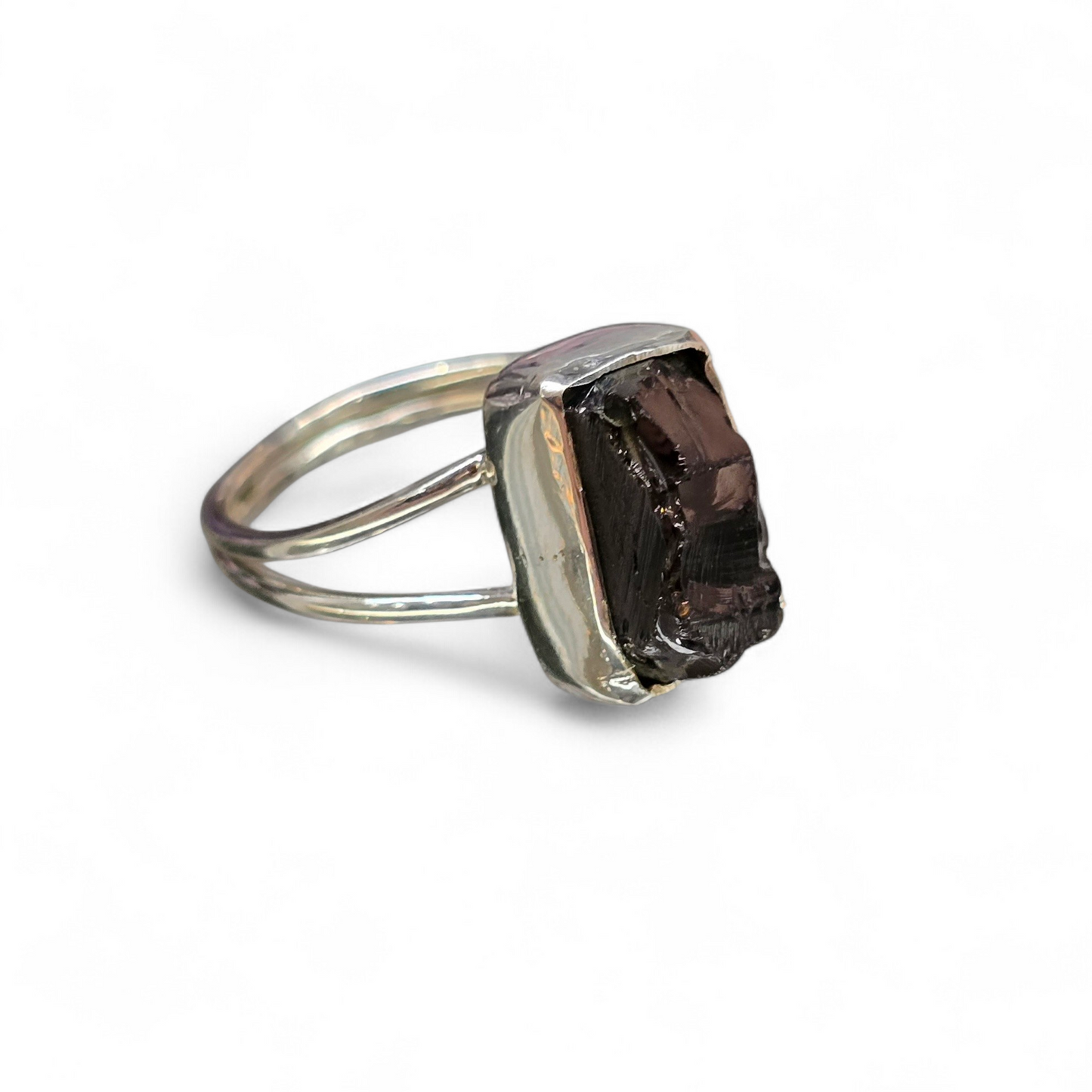 Raw Shungite Size 8.5 Ring #2 (Sterling Silver 925)