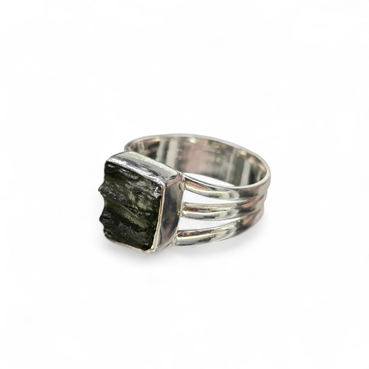Moldavite Size 7.5 Ring #1 (Sterling Silver 925)