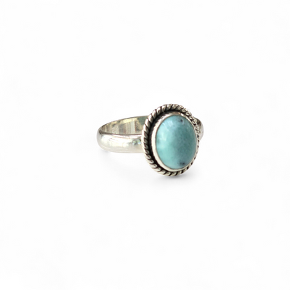 Oval Larimar Size 9 Ring #2 (Sterling Silver 925)