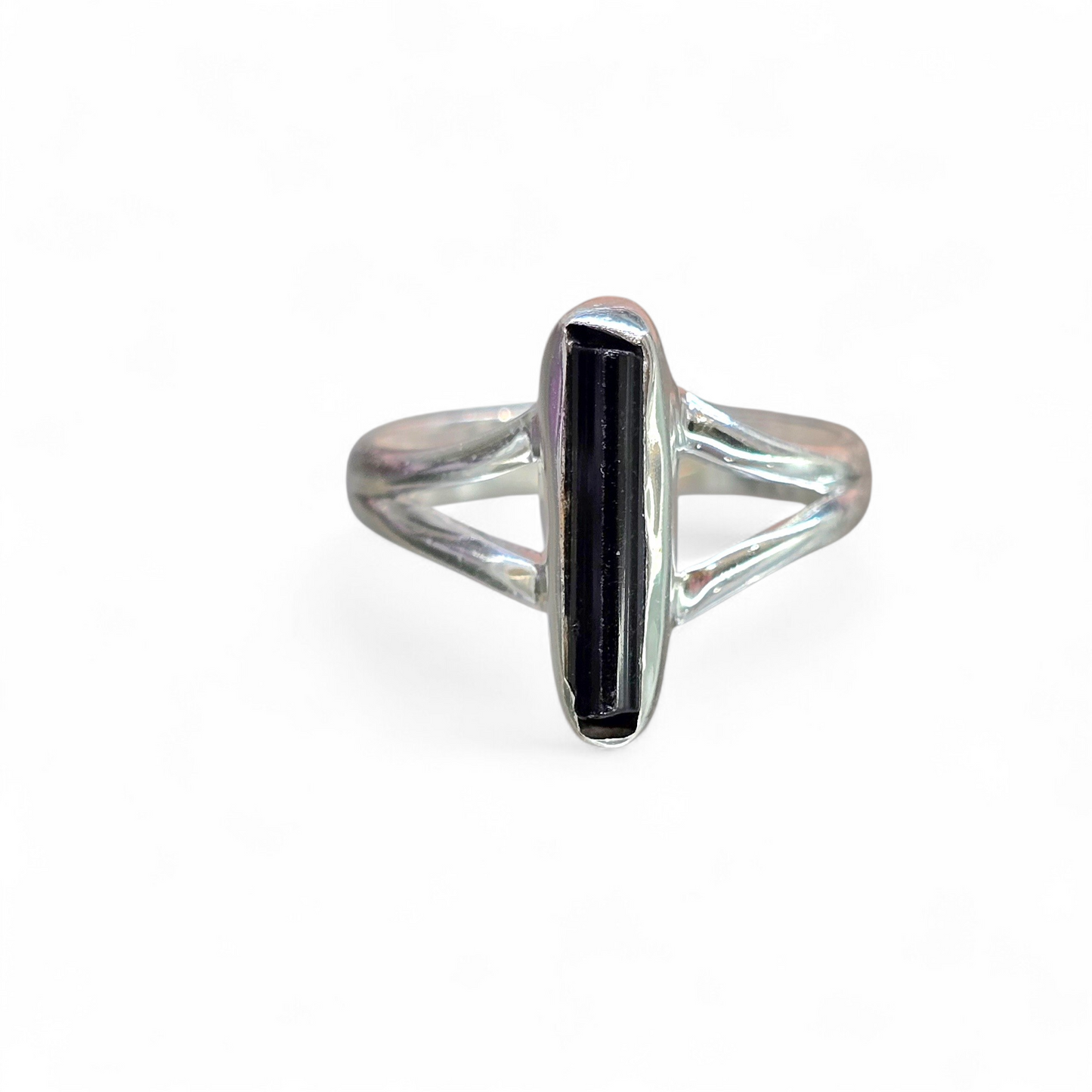Black Tourmaline Size 8 Ring #2 (Sterling Silver 925)