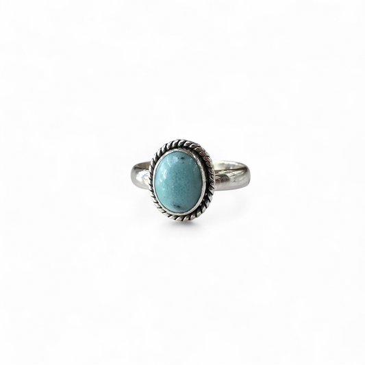 Oval Larimar Size 9 Ring #2 (Sterling Silver 925)