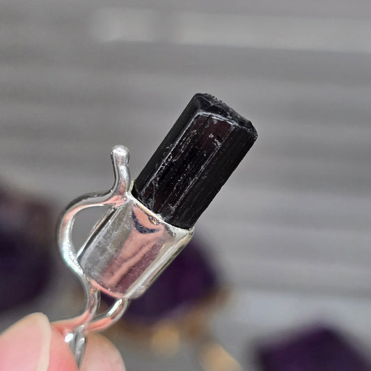 Black Tourmaline Pendant #1 (Sterling Silver 925)