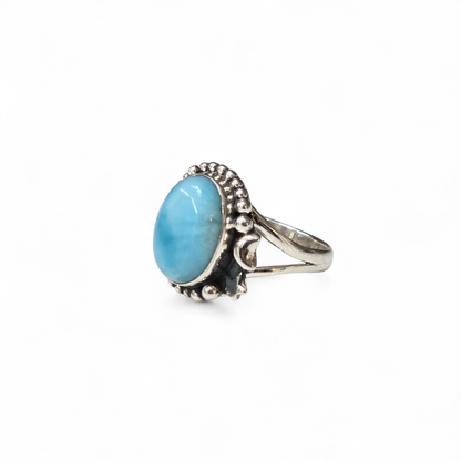 Oval Larimar Size 9 Ring (Sterling Silver 925)