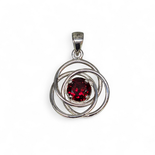 The Red Orbit: Garnet "Vitality" Vortex Pendant (Sterling Silver 925)