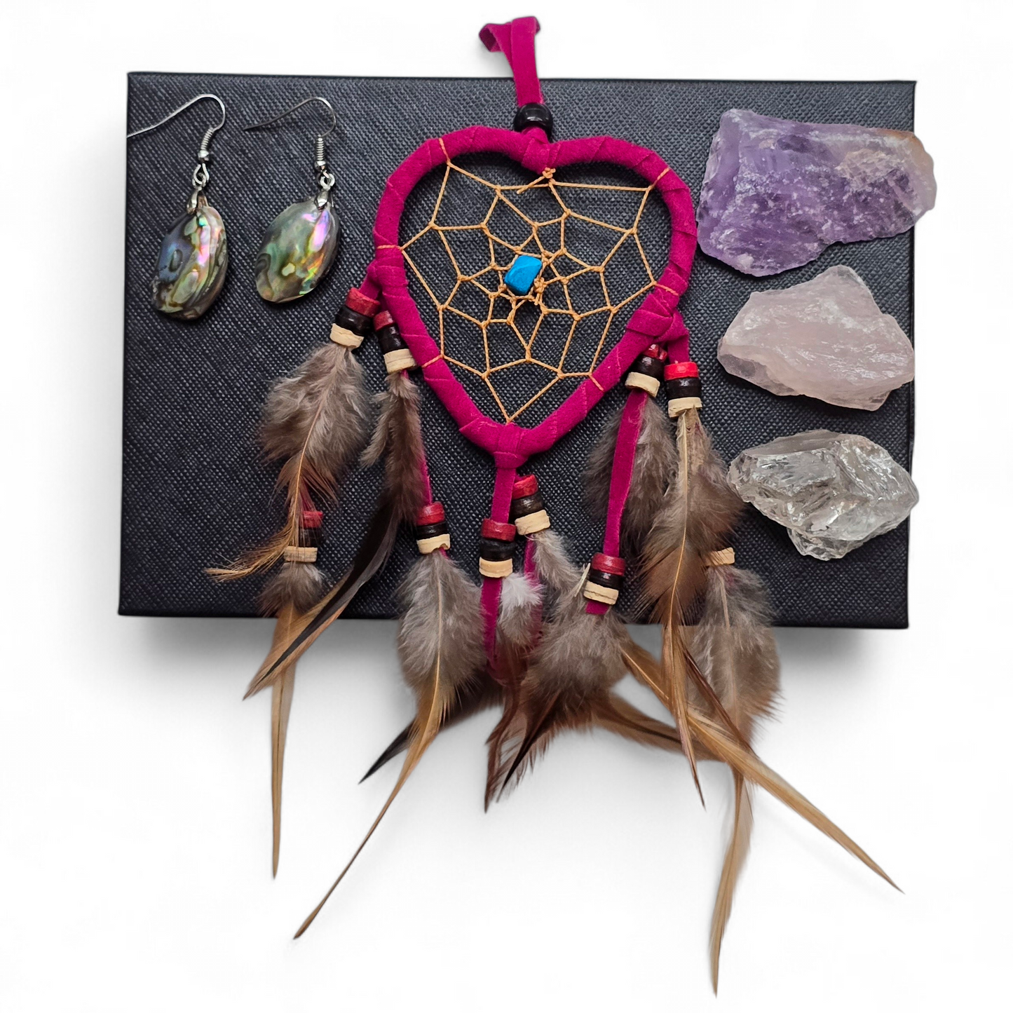 The Heart & Harmony Gift Box: Crystal, Jewelry & Dreamcatcher Set