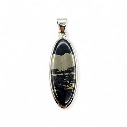The Alchemist's Shield: "Healer's Gold" (Pyrite in Magnetite) Pendant (Sterling Silver 925)