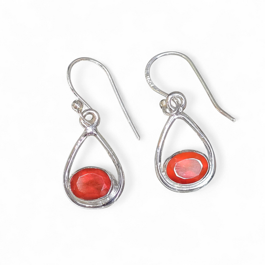 Carnelian Earrings (Sterling Silver 925)