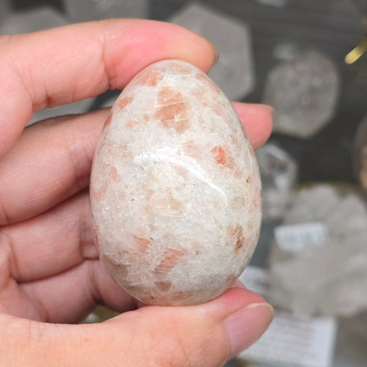 The Solar Seed: Natural Sunstone "New Beginnings" Egg (approx. 37mm dia.)