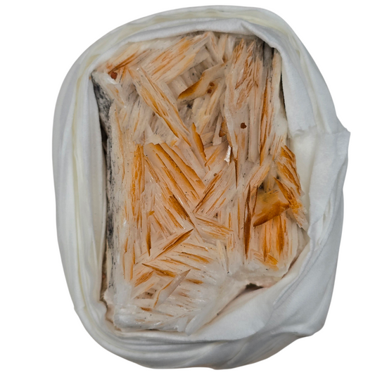 The Architect’s Fire: Vanadinite on Bladed Barite Specimen (Morocco)