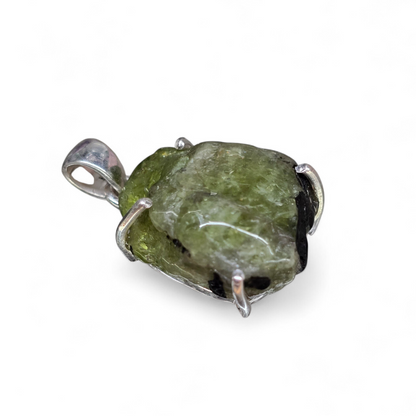 Raw Peridot Pendant #2 (Sterling Silver 925)