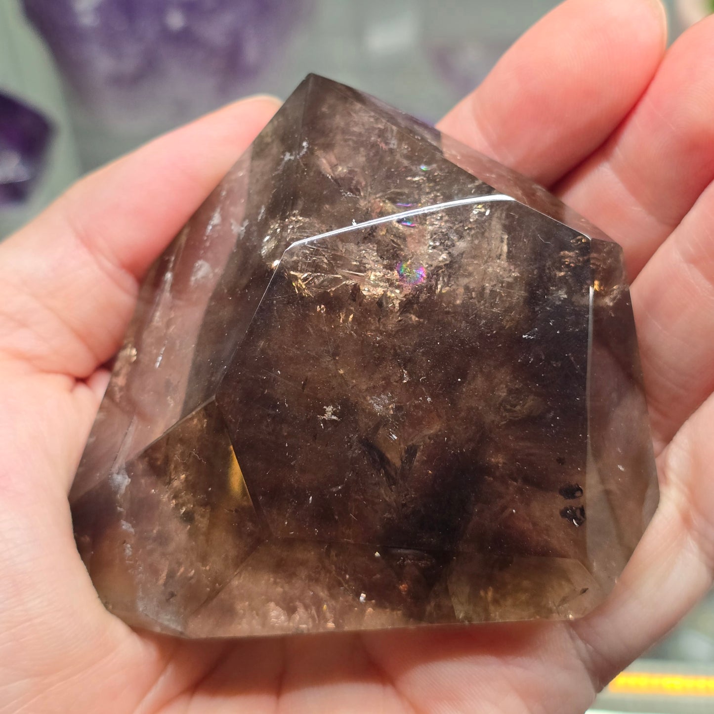 Polished Smoky Quartz Rainbow Freeform