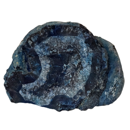 Deep Ocean Echoes: Vibrant Blue Agate Geode Display