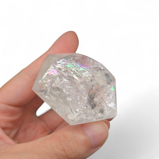 Prismatic Light: Geometric Rainbow Clear Quartz